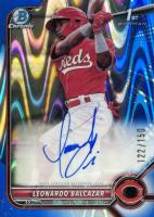 2022 Bowman Chrome Prospect Autographs #CPALB Leonardo Balcazar Blue Raywave Refractor Baseball Card
