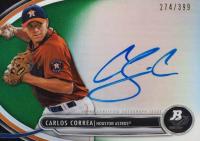 2013 Bowman Platinum Autograph Prospects #CC Carlos Correa Green Refractor Baseball Card