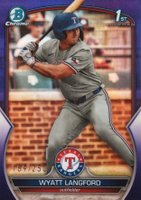 2023 Bowman Draft #BDC106 Wyatt Langford Chrome-Purple Baseball Card