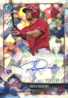 2018 Bowman Rookie Autographs Chrome #RH Rhys Hoskins Atomic Refractor Baseball Card
