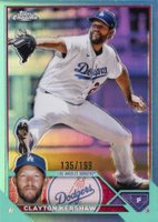 2023 Topps Chrome #77 Clayton Kershaw Aqua Refractor Baseball Card