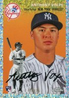 2023 Topps Chrome Platinum Anniversary #100 Anthony Volpe Rose Gold Mini Diamond Refractor Baseball Card