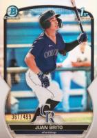 2023 Bowman Chrome Prospects #BCP77 Juan Brito Refractor Baseball Card