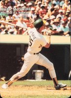 1987 Mother's Cookies Mark McGwire #4 Mark McGwire Batting Follow Through Baseball Card