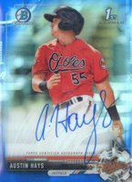 2017 Bowman Chrome Prospect Autograph #AH Austin Hays Blue Refractor Baseball Card