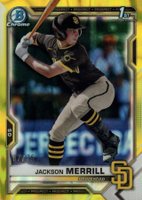 2021 Bowman Draft #BDC119 Jackson Merrill Chrome-Yellow Lava Refractor Baseball Card