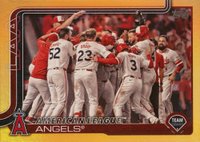 2025 Topps #85 Los Angeles Angels Gold Rainbow Foil Baseball Card