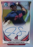 2014 Bowman Chrome Draft Pick Autograph #JS Justus Sheffield Refractor Baseball Card