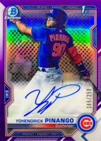 2021 Bowman Chrome Prospect Autographs #CPAYP Yohendrick Pinango Purple Refractor Baseball Card