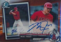 2017 Topps Chrome Bowman Then & Now Autographs #MT Mike Trout Orange Refractor Baseball Card