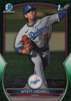 2023 Bowman Draft #BDC63 Wyatt Crowell Chrome-Green Grass Baseball Card