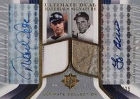 2004 Ultimate Collection Ultimate Dual Materials Signature #DJSBJ Derek Jeter/Yogi Berra Baseball Card