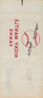 1960 Topps Tattoos # Mickey Mantle Autograph Ball Baseball Card