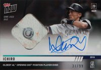 2019 Topps Now #1A Ichiro Autograph-Base Relic Baseball Card