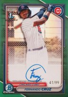 2024 Bowman Chrome Prospect Autographs #CPAFC Fernando Cruz Green Refractor Baseball Card