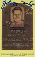 1999 Hall of Fame Autographs # Johnny Mize Yellow HOF Plaque Baseball Card