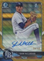 2018 Bowman Draft Chrome Draft Picks Autographs #CDASM Shane McClanahan Gold Wave Refractor Baseball Card
