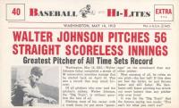 1960 Nu-Card Highlights #40 Johnson Pitches 56 Scoreless Innings Baseball Card