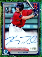 2024 Bowman Chrome Prospect Autographs #CPAKT Kyle Teel Green Grass Refractor Baseball Card