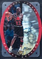 1996 Upper Deck Authenticated Autographs # Jordan's 1996 SPx Record Breaker Basketball Card