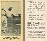 1916 Indianapolis Brewing #170 Milton Stock Baseball Card