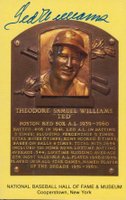 1999 Hall of Fame Autographs # Ted Williams Yellow HOF Plaque Baseball Card