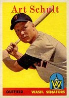 1958 Topps #58y Art Schult Yellow Team Baseball Card