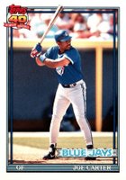 1991 Topps Traded Tiffany #20T Joe Carter Baseball Card