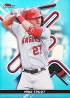 2022 Topps Finest #27 Mike Trout Sky Blue Refractor Baseball Card