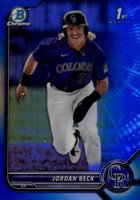 2022 Bowman Draft #BDC34 Jordan Beck Chrome-Blue Refractor Baseball Card