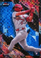 2024 Topps Finest #143 Masyn Winn Blue Checkerboard Refractor Baseball Card