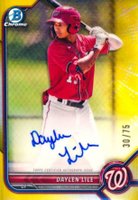 2022 Bowman Chrome Prospect Autographs #CPADL Daylen Lile Yellow Refractor Baseball Card