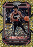2022 Panini Prizm Monopoly #74 Shaedon Sharpe Gold Money Shimmer Basketball Card