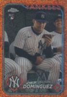 2024 Topps Chrome #89 Jasson Dominguez Variation-Orange Speckle Refractor Baseball Card