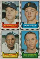1969 Topps Stamps Panels # Gary Sutherland/Jerry May/Mickey Mantle/Sandy Alomar Baseball Card