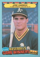 1987 Fleer Game Winners #8 Jose Canseco Baseball Card