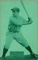 1926 Exhibit Postcard backs (1926-1929) # Lou Gehrig Batting-Plain background Baseball Card