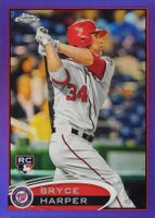 2012 Topps Chrome #196 Bryce Harper Hitting-Purple Refractor Baseball Card