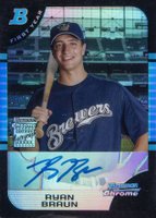 2005 Bowman Chrome Draft Picks #168 Ryan Braun Autograph-Refractor Baseball Card