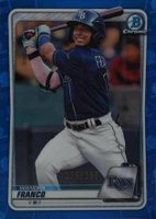 2020 Bowman Chrome Prospects #BCP1 Wander Franco Blue Refractor Baseball Card