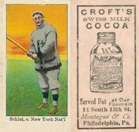 1909 Croft's Cocoa # Admiral Schlei Baseball Card