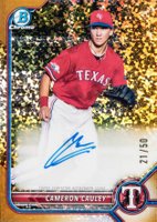 2022 Bowman Chrome Prospect Autographs #CPACCY Cameron Cauley Gold Mini Diamond Refractor Baseball Card