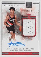 2018 Panini Impeccable #134 Anfernee Simons Jersey Autograph Basketball Card