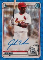 2020 Bowman Draft Chrome Draft Picks Autographs #CDAJW Jordan Walker Blue Wave Refractor Baseball Card