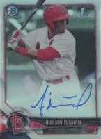 2018 Bowman Chrome Prospects Autographs #CPABW Jose Adolis Garcia Refractor Baseball Card