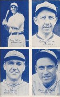 1929 Exhibits Postcard Back 4-on-1 # Bing Miller/Eddie Collins/George Kelly/Chuck Klein Baseball Card