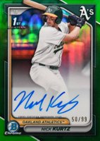 2024 Bowman Draft Chrome Prospect Autographs #CPANK Nick Kurtz Green Refractor Baseball Card