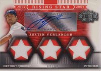 2007 Topps Triple Threads #130 Justin Verlander Signed Jersey Baseball Card