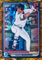 2024 Bowman Draft #BDC1 Travis Bazzana Chrome-Yellow Lunar Crater Refractor Baseball Card