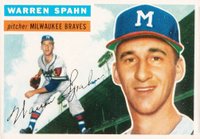 1956 Topps #10 Warren Spahn White back Baseball Card